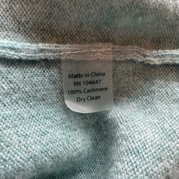 Kinross Cashmere light blue turtleneck sweater size M - Picture 7 of 10